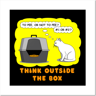 Think Outside the Box Funny Tshirt With Cat, Geeky Tshirt Men, Cat Tshirt Funny, Tshirt Gift Posters and Art